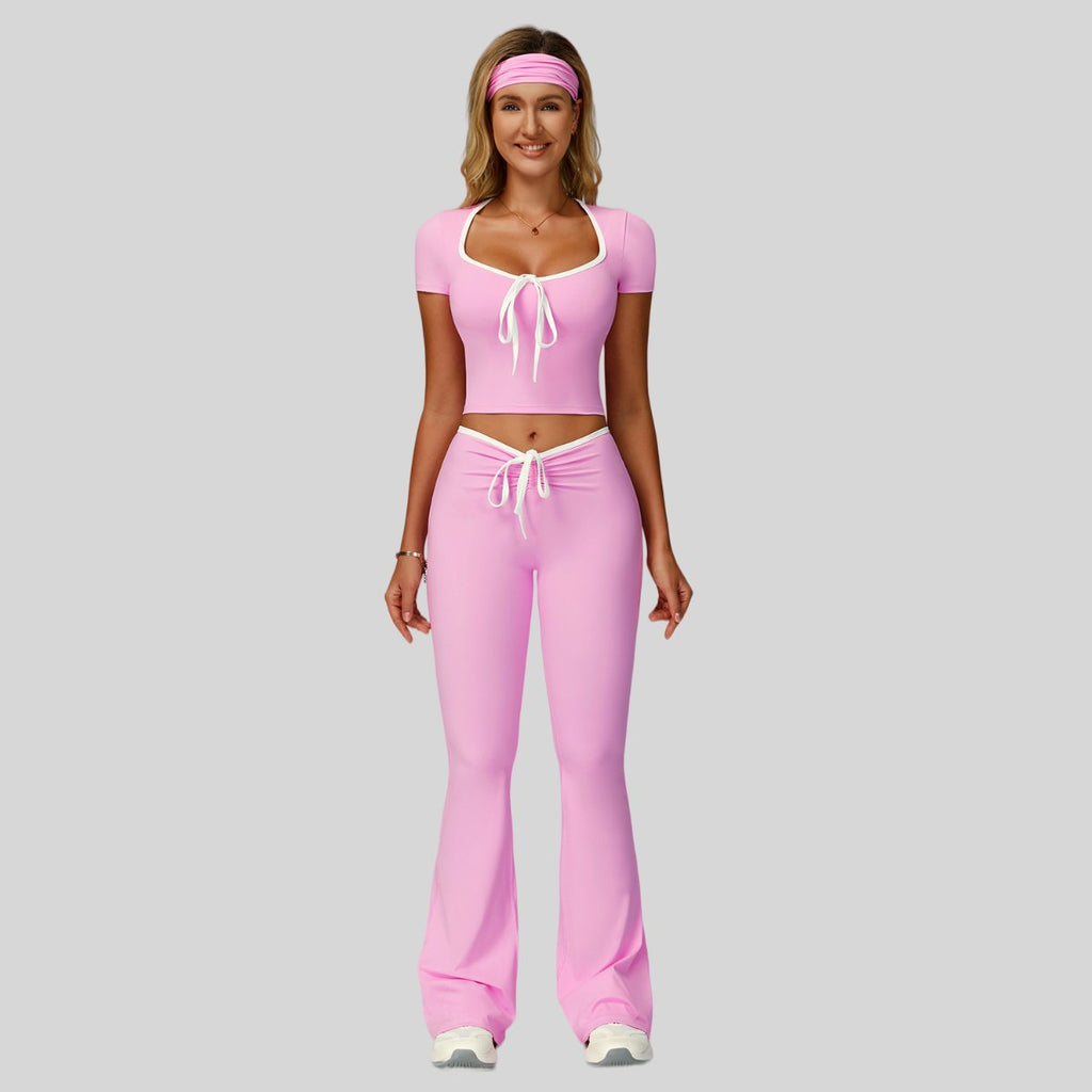 Womens Sports 78%Nylon 22%Spandex Yoga Set Z-2017 - short sleeve print logo 5