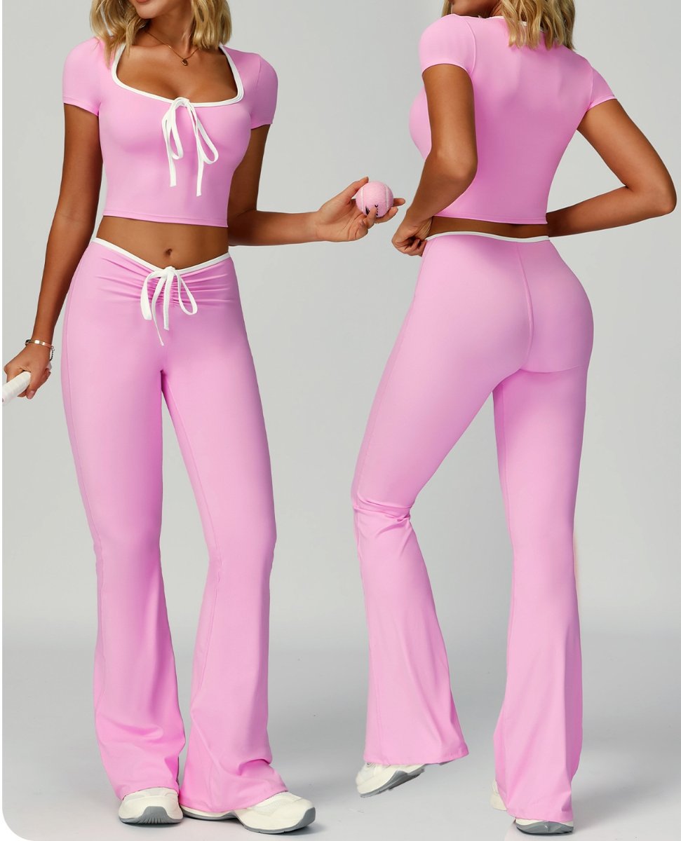 Womens Sports 78%Nylon 22%Spandex Yoga Set Z-2017 - flares pants print logo 12