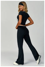 Womens Sports 78%Nylon 22%Spandex Yoga Set Z-2017 - flares pants print logo 46