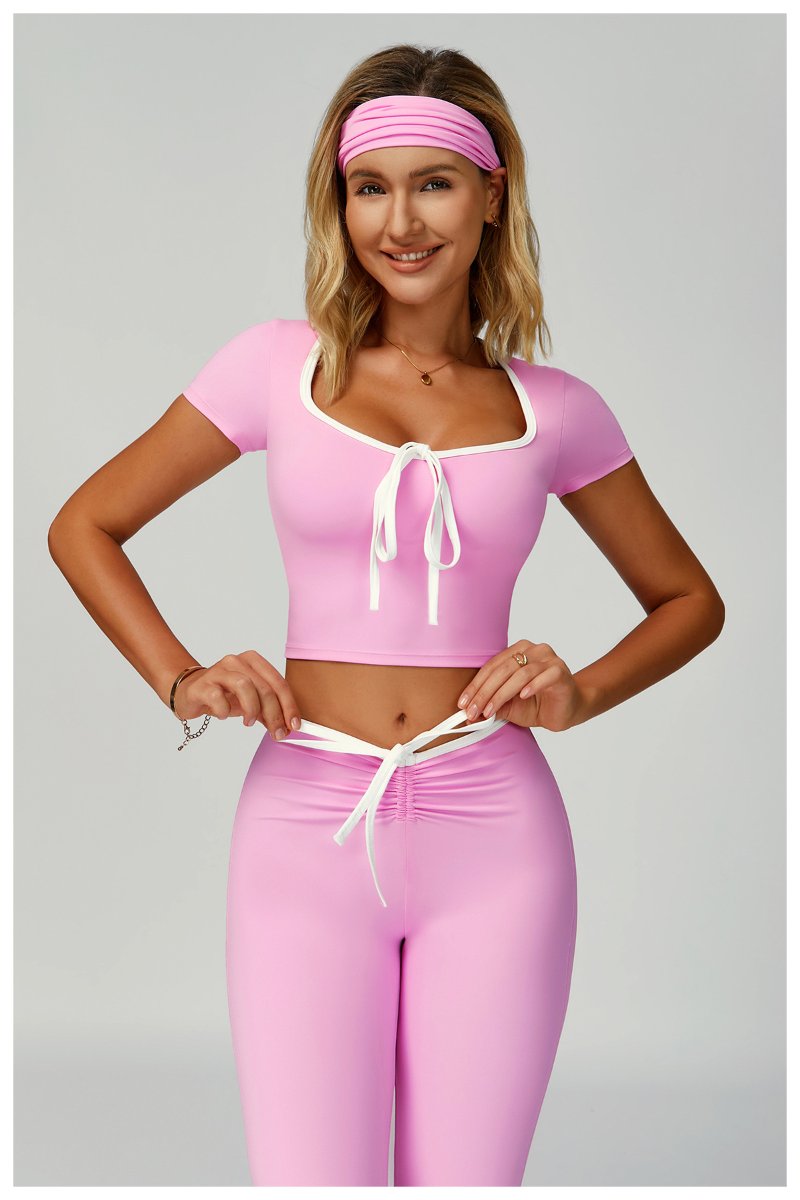 Womens Sports 78%Nylon 22%Spandex Yoga Set Z-2017 - short sleeve print logo 47