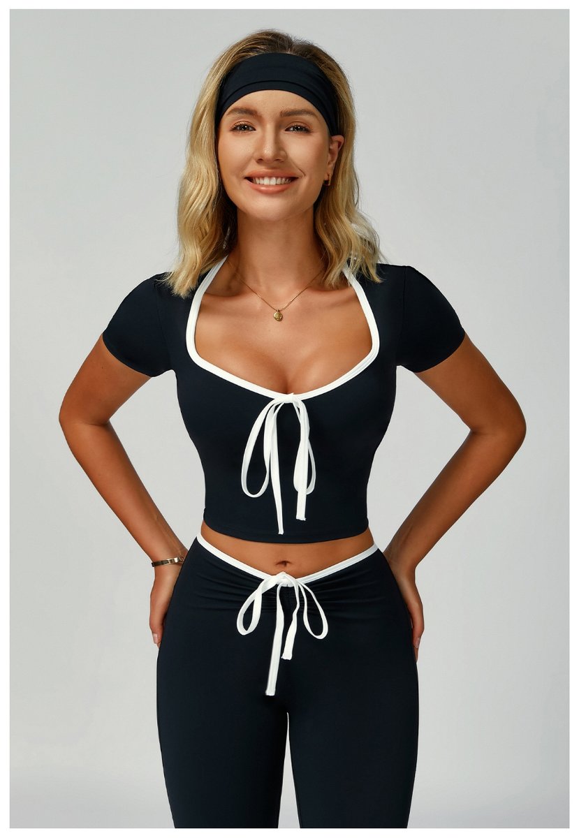Womens Sports 78%Nylon 22%Spandex Yoga Set Z-2017 - short sleeve print logo 48