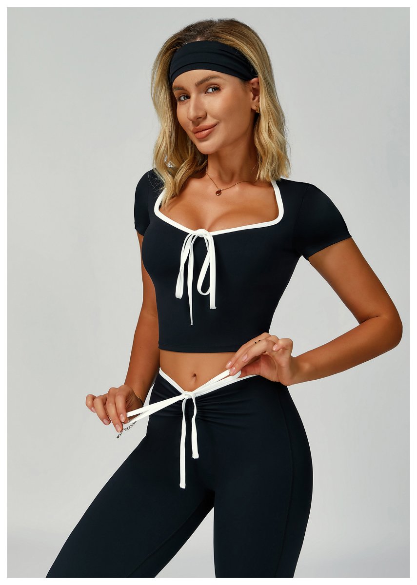 Womens Sports 78%Nylon 22%Spandex Yoga Set Z-2017 - short sleeve print logo 49