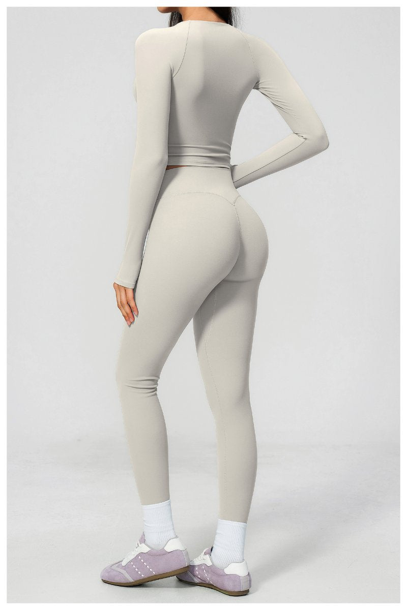 Womens Workout Training 70%nylon 30%spandex Yoga Sets Z-4208 - long sleeve print logo 14