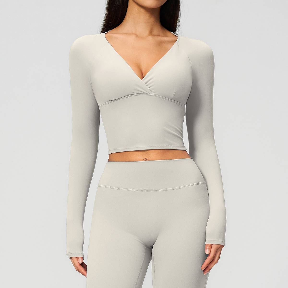 Womens Workout Training 70%nylon 30%spandex Yoga Sets Z-4208 - long sleeve print logo 3