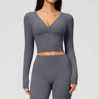 Womens Workout Training 70%nylon 30%spandex Yoga Sets Z-4208 - long sleeve print logo 4