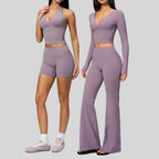 Womens Workout Training 70%nylon 30%spandex Yoga Sets Z-4208 - long sleeve print logo 11