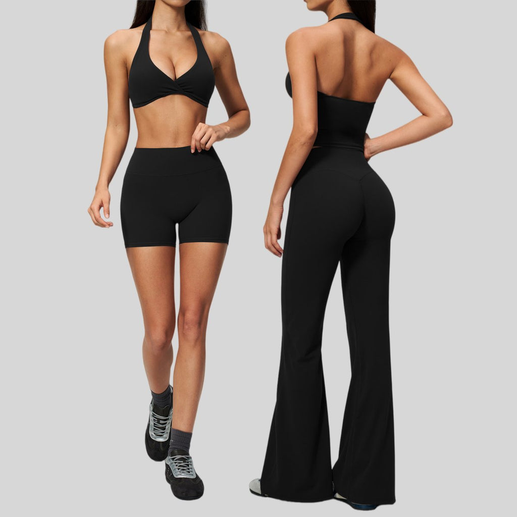 Womens Workout Training 70%nylon 30%spandex Yoga Sets Z-4208 - shorts print logo 9