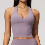 Womens Workout Training 70%nylon 30%spandex Yoga Sets Z-4208 - tank top print logo 4
