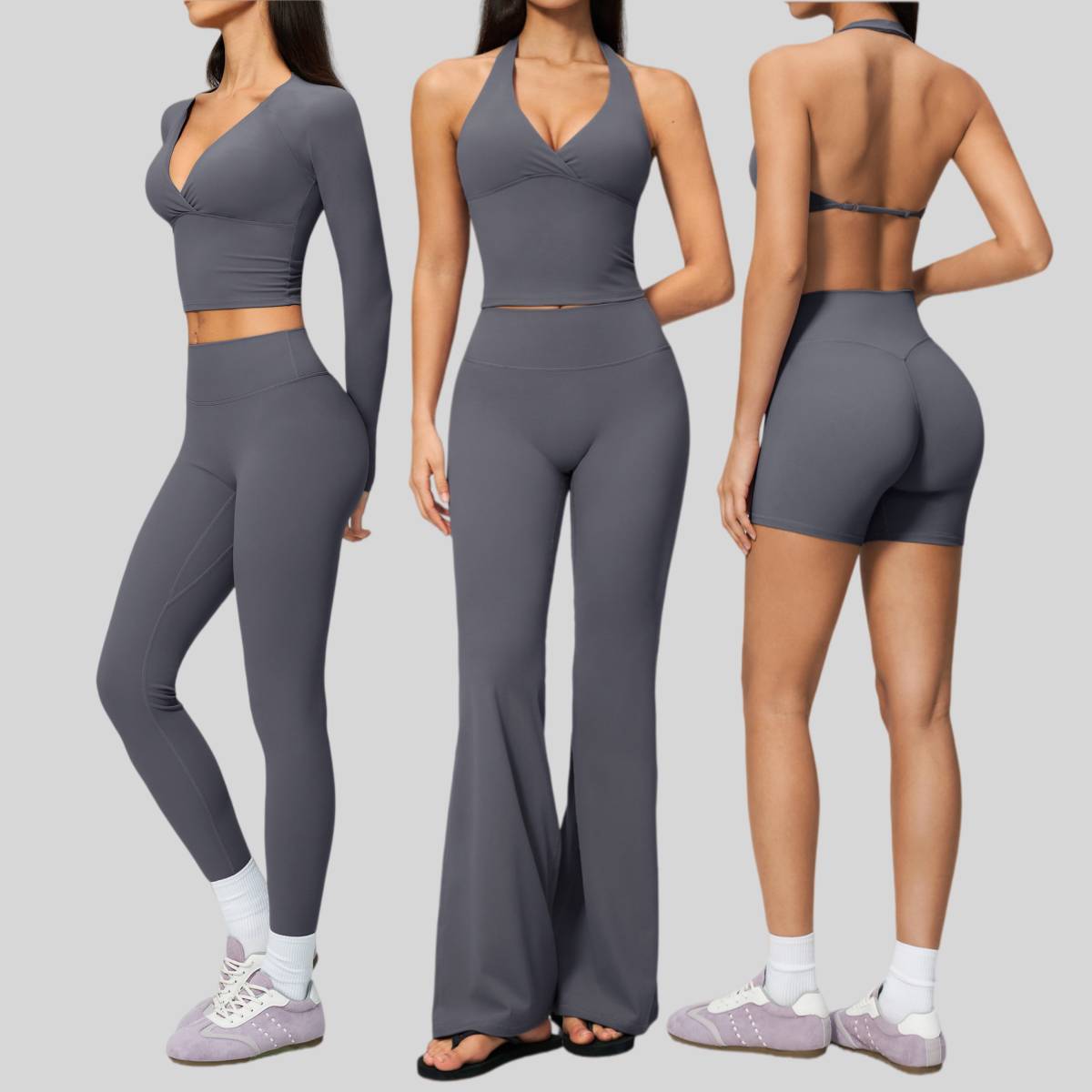 Womens Workout Training 70%nylon 30%spandex Yoga Sets Z-4208 - Leggings print logo 7