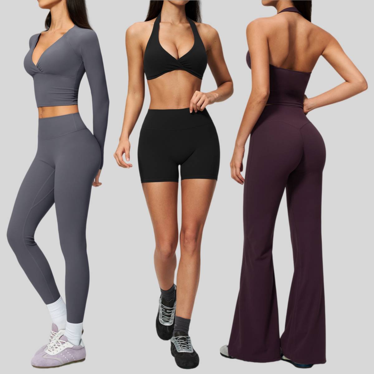 Womens Workout Training 70%nylon 30%spandex Yoga Sets Z-4208 - Leggings print logo 9
