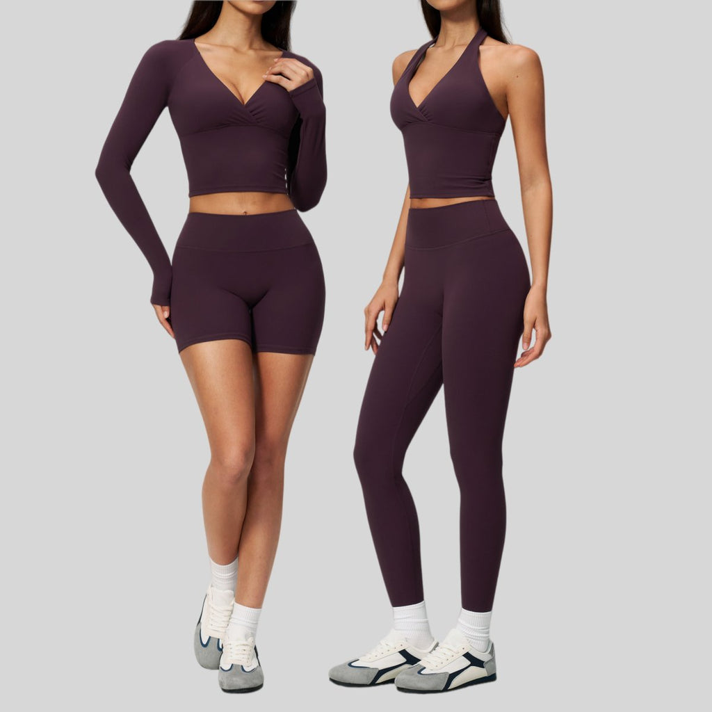 Womens Workout Training 70%nylon 30%spandex Yoga Sets Z-4208 - Leggings print logo 10