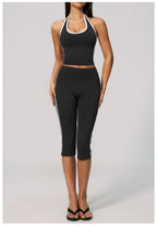 Womens Sports Activewear78%nylon 22%spandex Yoga Sets Z-4506 - Capri Leggings print logo 16