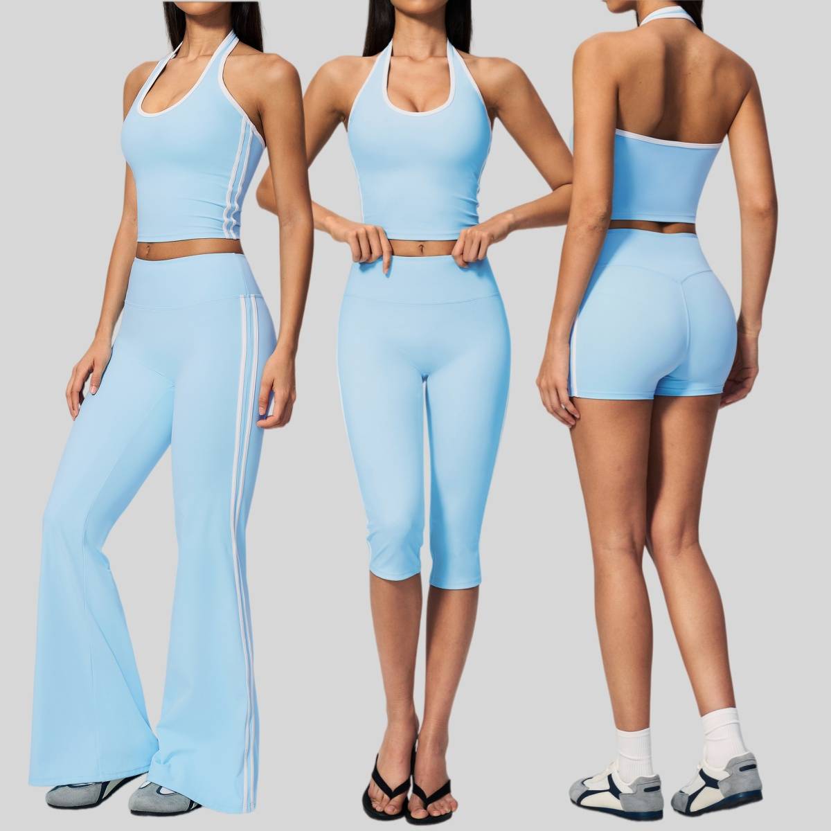 Womens 220gsm 78%nylon 22%spandex 4-pieces Yoga Sets Z-4506 print logo 2