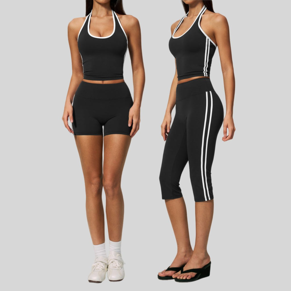 Womens Sports Activewear78%nylon 22%spandex Yoga Sets Z-4506 - shorts print logo 8