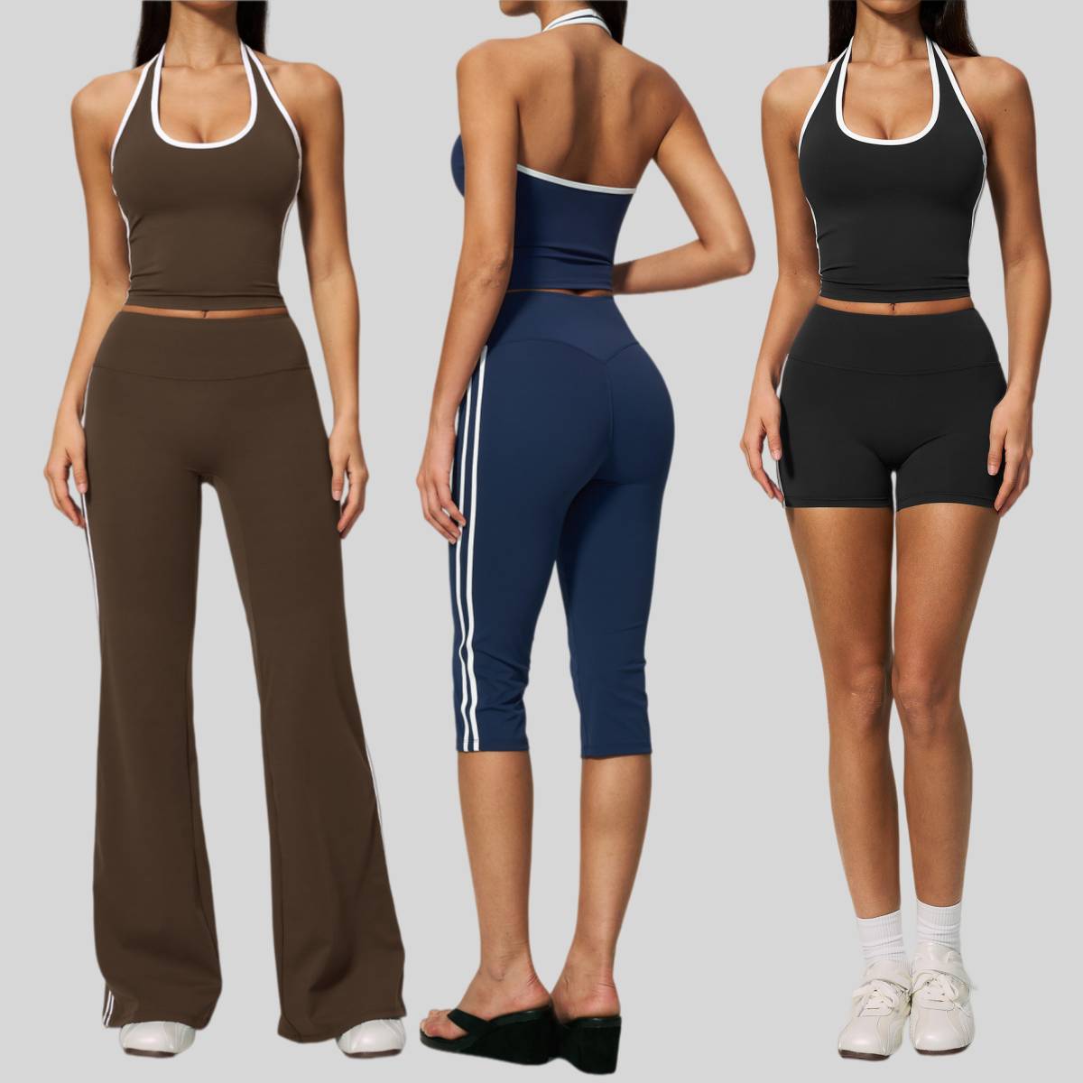 Womens Sports Activewear78%nylon 22%spandex Yoga Sets Z-4506 - shorts print logo 9