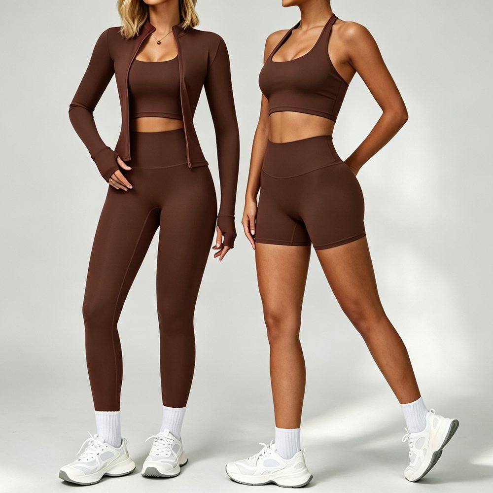 Womens Fitness 78%Nylon 22%Spandex Yoga Set Z-6116 Set print logo 4