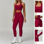 Womens Fitness 78%Nylon 22%Spandex Yoga Set Z-6116 - bra print logo 18
