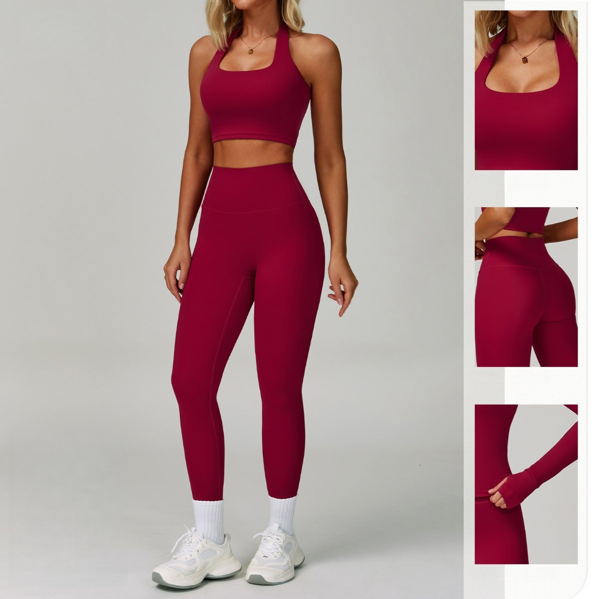 Womens Fitness 78%Nylon 22%Spandex Yoga Set Z-6116 - bra print logo 18