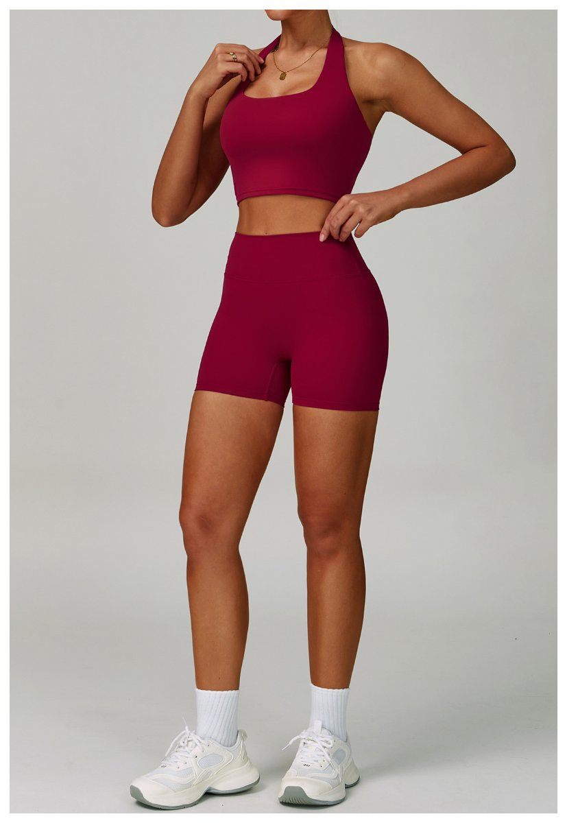 Womens Fitness 78%Nylon 22%Spandex Yoga Set Z-6116 - shorts print logo 32