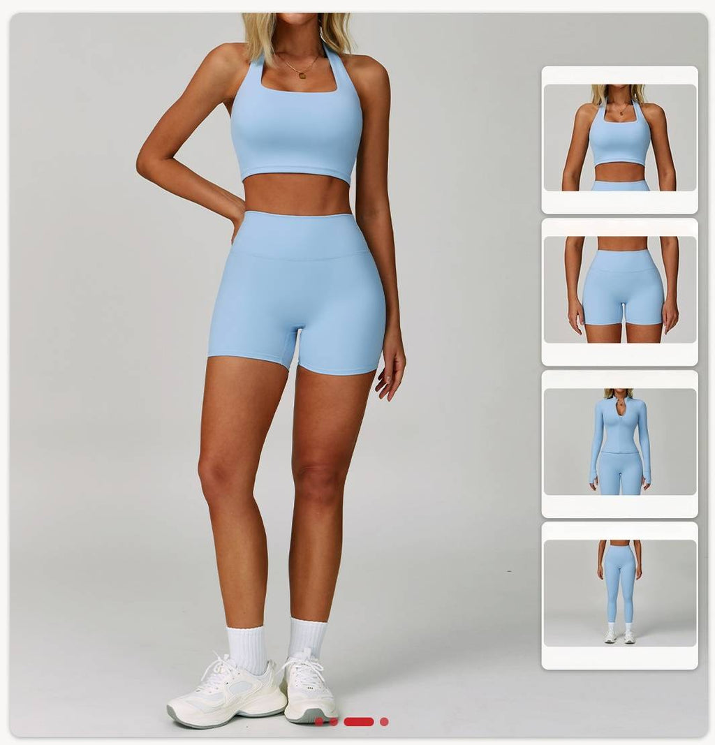 Womens Fitness 78%Nylon 22%Spandex Yoga Set Z-6116 - shorts print logo 24