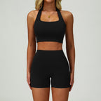 Womens Fitness 78%Nylon 22%Spandex Yoga Set Z-6116 Set print logo 6