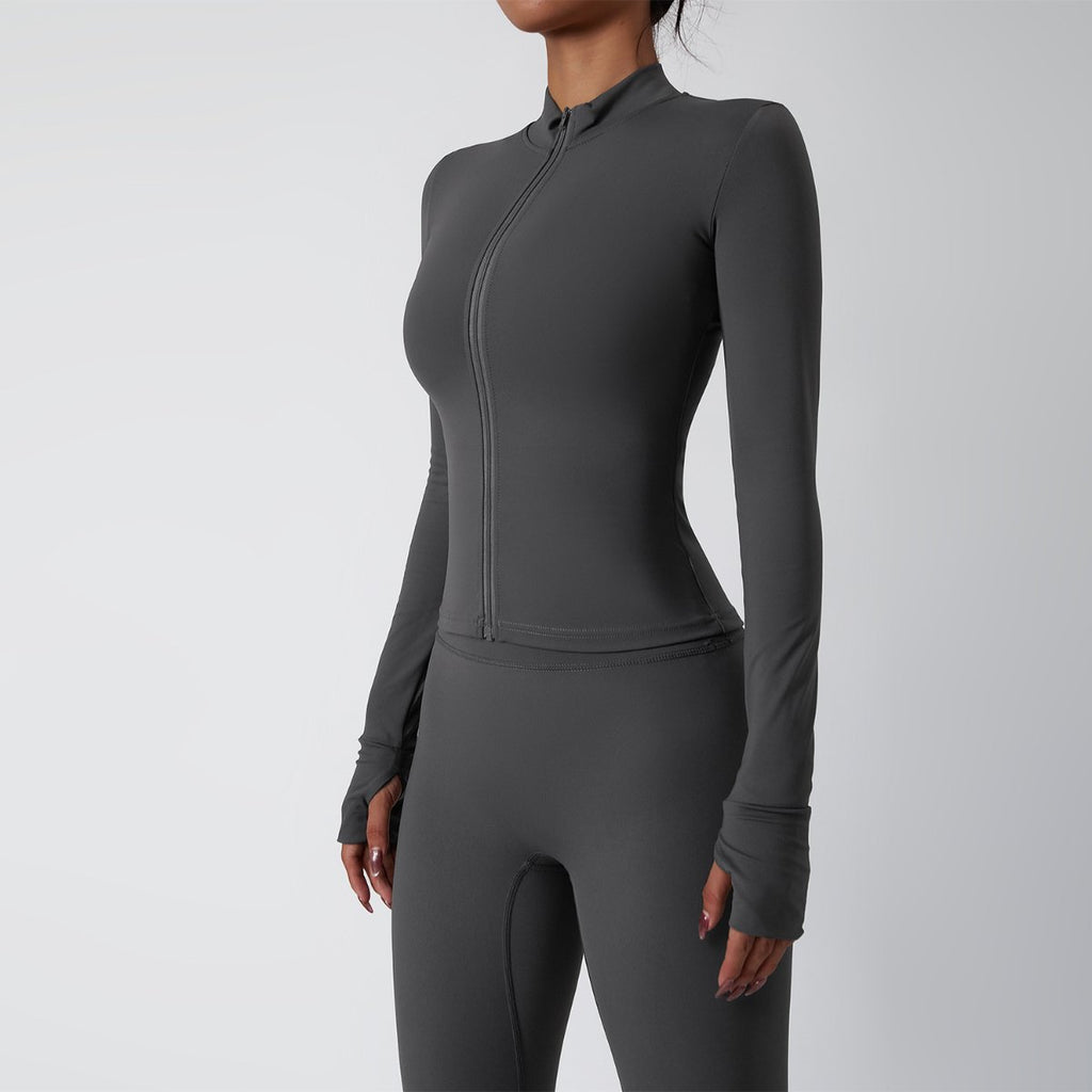 Womens Fitness 78%Nylon 22%Spandex Yoga Set Z-6116 - jackets print logo 25