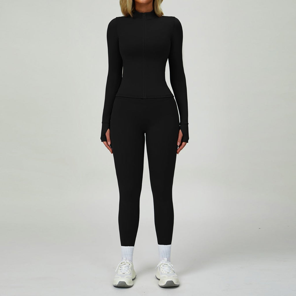 Womens Fitness 78%Nylon 22%Spandex Yoga Set Z-6116 - jackets print logo 7