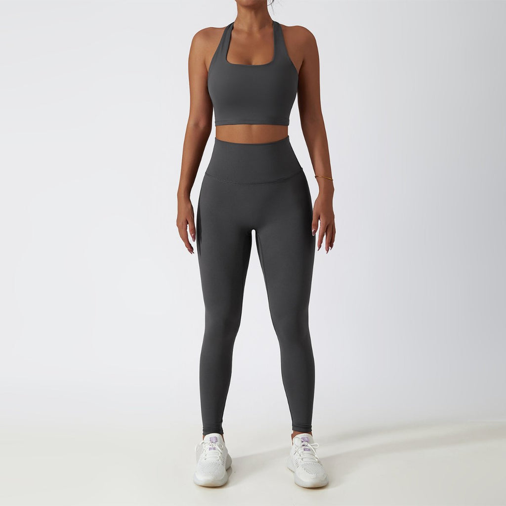 Womens Fitness 78%Nylon 22%Spandex Yoga Set Z-6116 - Leggings print logo 33