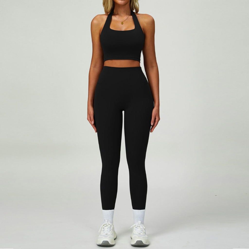 Womens Fitness 78%Nylon 22%Spandex Yoga Set Z-6116 - shorts print logo 23