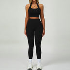 Womens Fitness 78%Nylon 22%Spandex Yoga Set Z-6116 - Leggings print logo 29