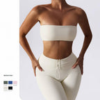 Womens Fitness Strapless 78%Nylon 22%Spandex Sports Bra Z-8075 print logo 9