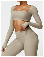 Womens Yoga 78%Nylon 22%spandex Long Sleeve Shirts Z-8518