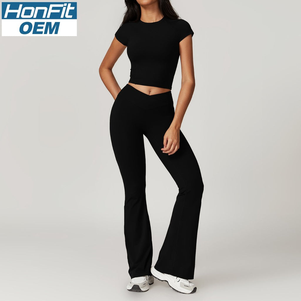 Womens Gym Workout 75%nylon 25%spandex Yoga Set Z-8799 - leggings print logo 18