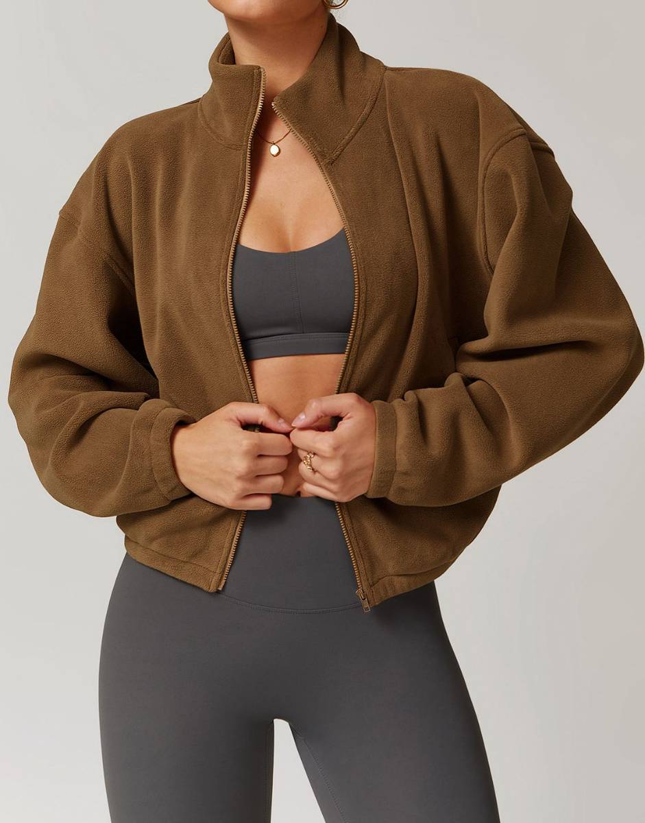 Womens Casual Cropped 95% polyester 5% spandex Jacket Z-8921 print logo 24