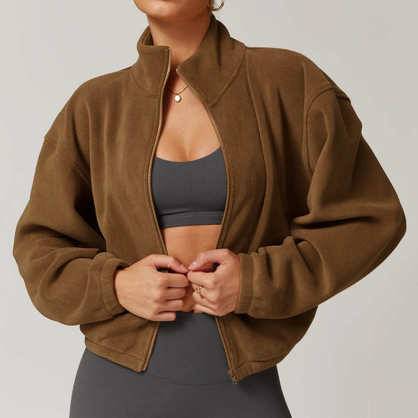 Womens Casual Cropped 95% polyester 5% spandex Jacket Z-8921 print logo 1