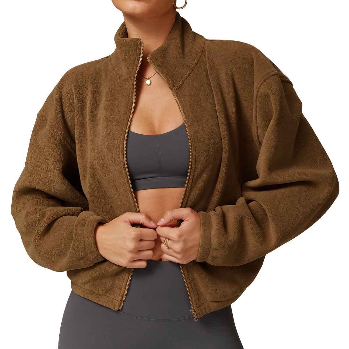 Womens Casual Cropped 95% polyester 5% spandex Jacket Z-8921 print logo 10