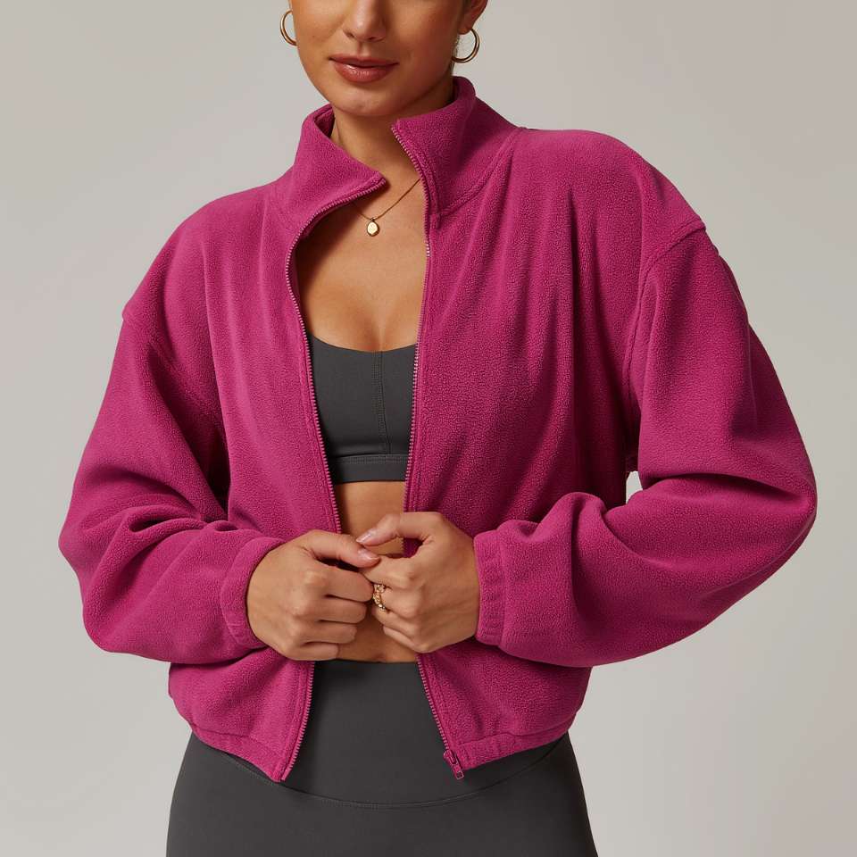 Womens Casual Cropped 95% polyester 5% spandex Jacket Z-8921 print logo 6