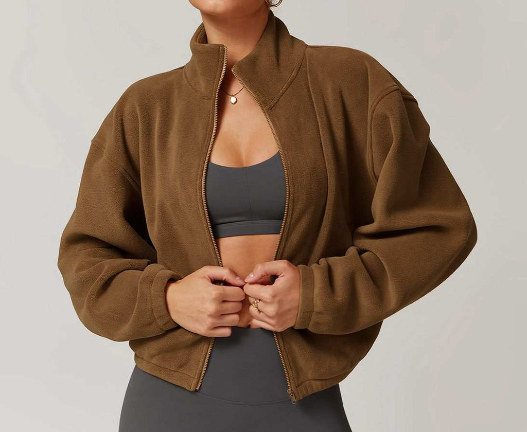 Womens Casual Cropped 95% polyester 5% spandex Jacket Z-8921 print logo 23