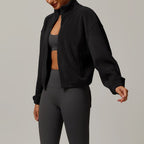 Womens Casual Cropped 95% polyester 5% spandex Jacket Z-8921 print logo 19