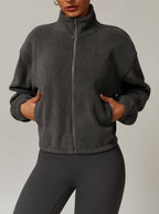 Womens Casual Cropped 95% polyester 5% spandex Jacket Z-8921 print logo 39
