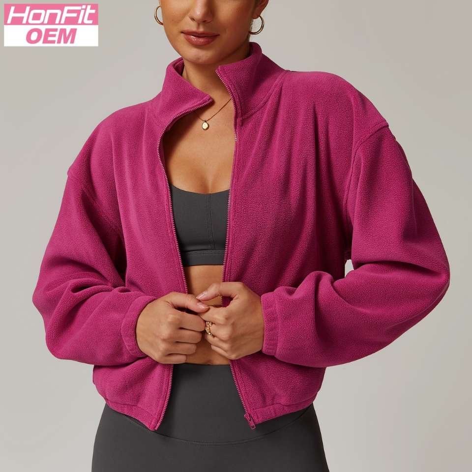 Womens Casual Cropped 95% polyester 5% spandex Jacket Z-8921 print logo 16