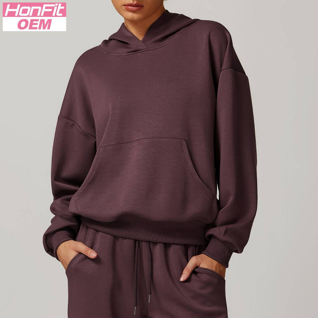 Womens Casual Activewear 42% rayon cotton 50% polyester 8% spandex Hoodie Z-8952 print logo 14