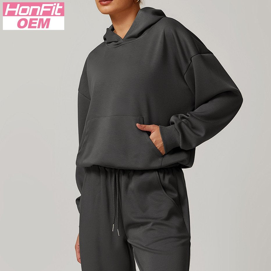 Womens Casual Activewear 42% rayon cotton 50% polyester 8% spandex Hoodie Z-8952 print logo 19