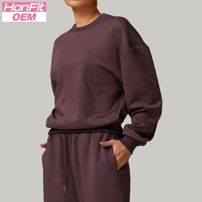 Womens Casual Fitness 42% rayon cotton 50% polyester 8% spandex Sweatshirt Z-8952 print logo 16