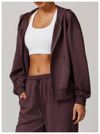 Womens Casual Sports 42% rayon cotton 50% polyester 8% spandex Zip Hoodie Z-8952 print logo 41