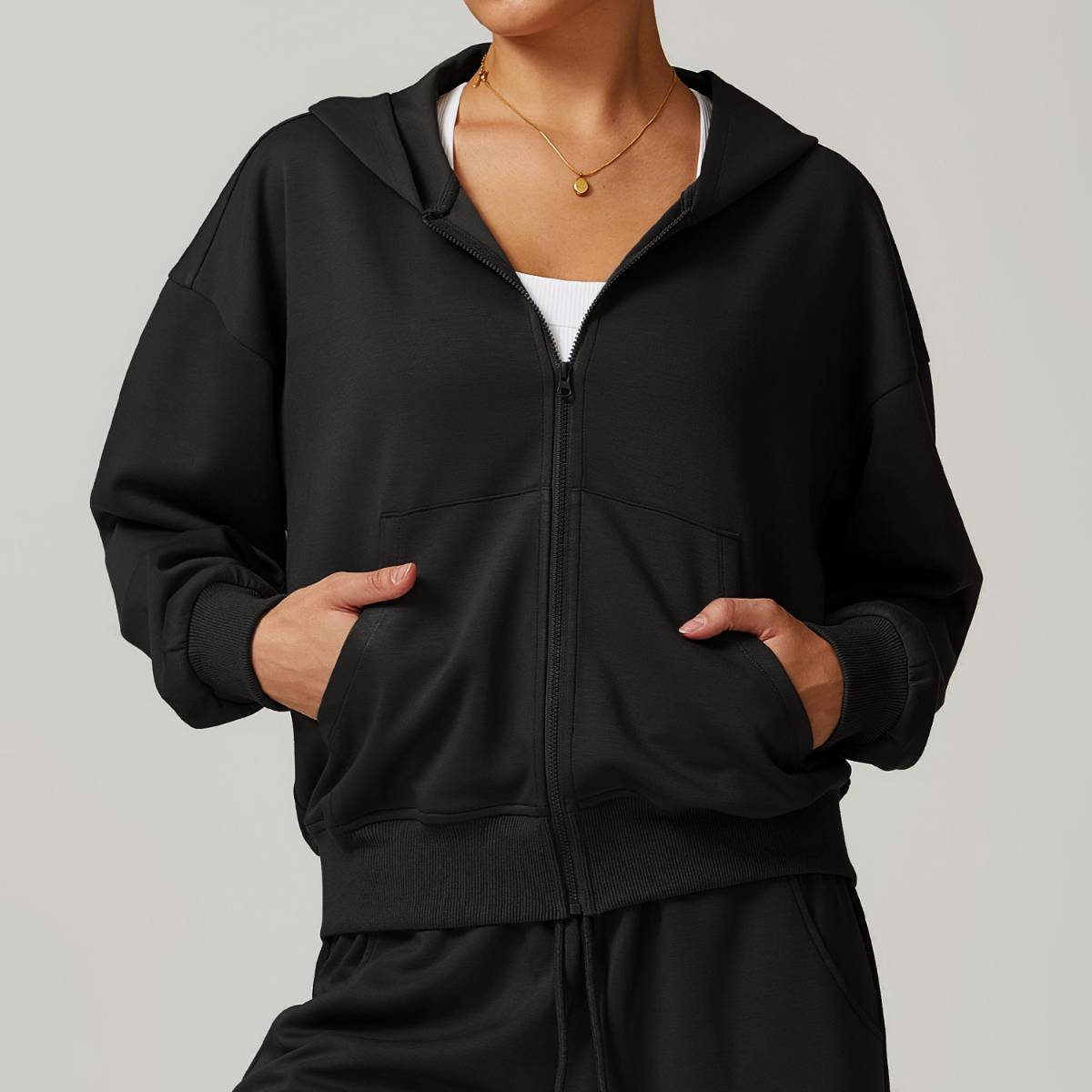 Womens Casual Sports 42% rayon cotton 50% polyester 8% spandex Zip Hoodie Z-8952 print logo 9