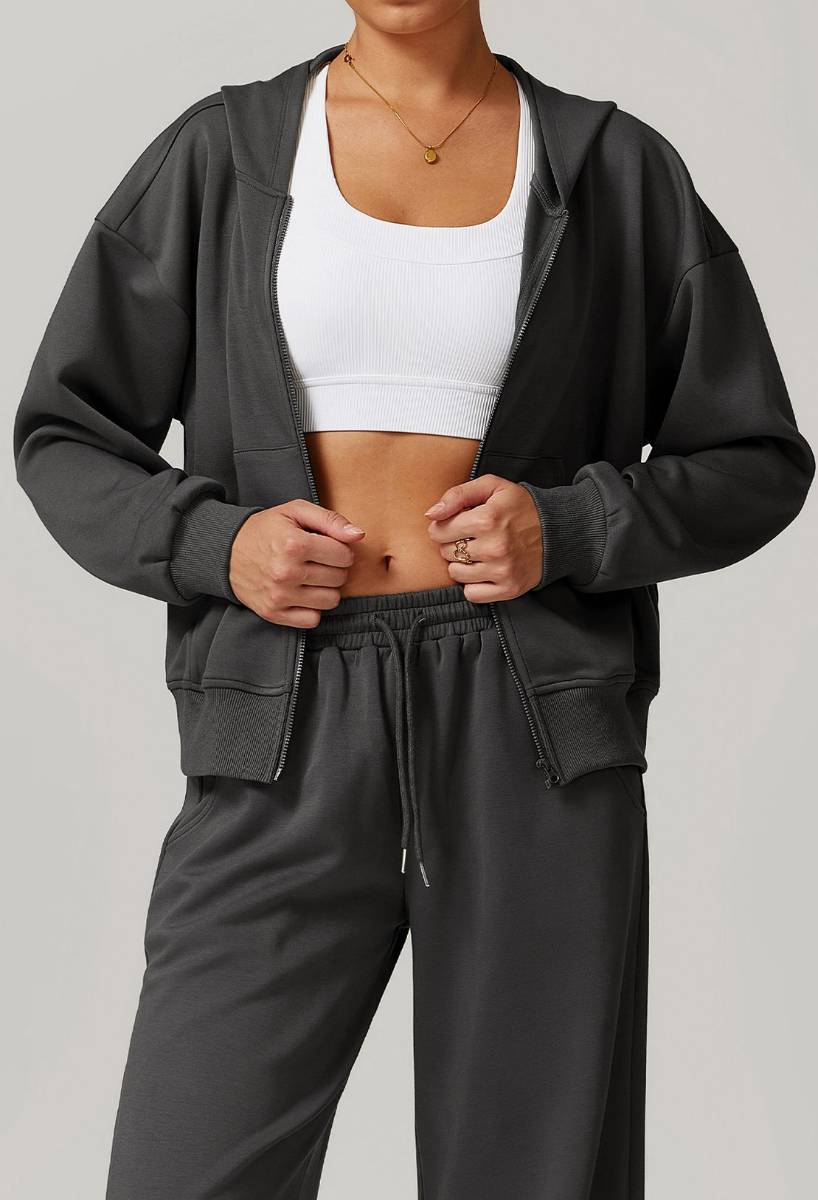 Womens Casual Sports 42% rayon cotton 50% polyester 8% spandex Zip Hoodie Z-8952 print logo 22
