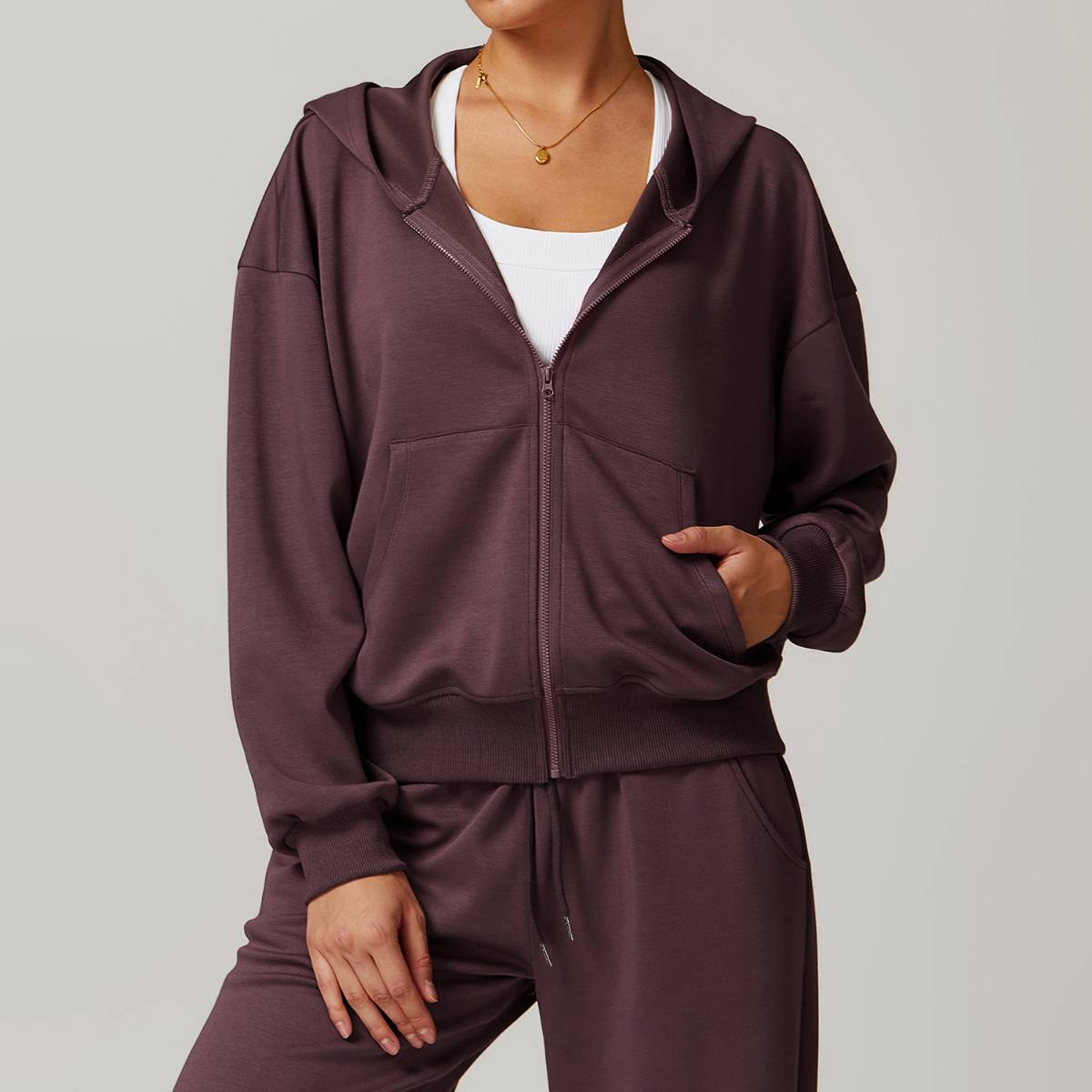 Womens Casual Sports 42% rayon cotton 50% polyester 8% spandex Zip Hoodie Z-8952 print logo 6