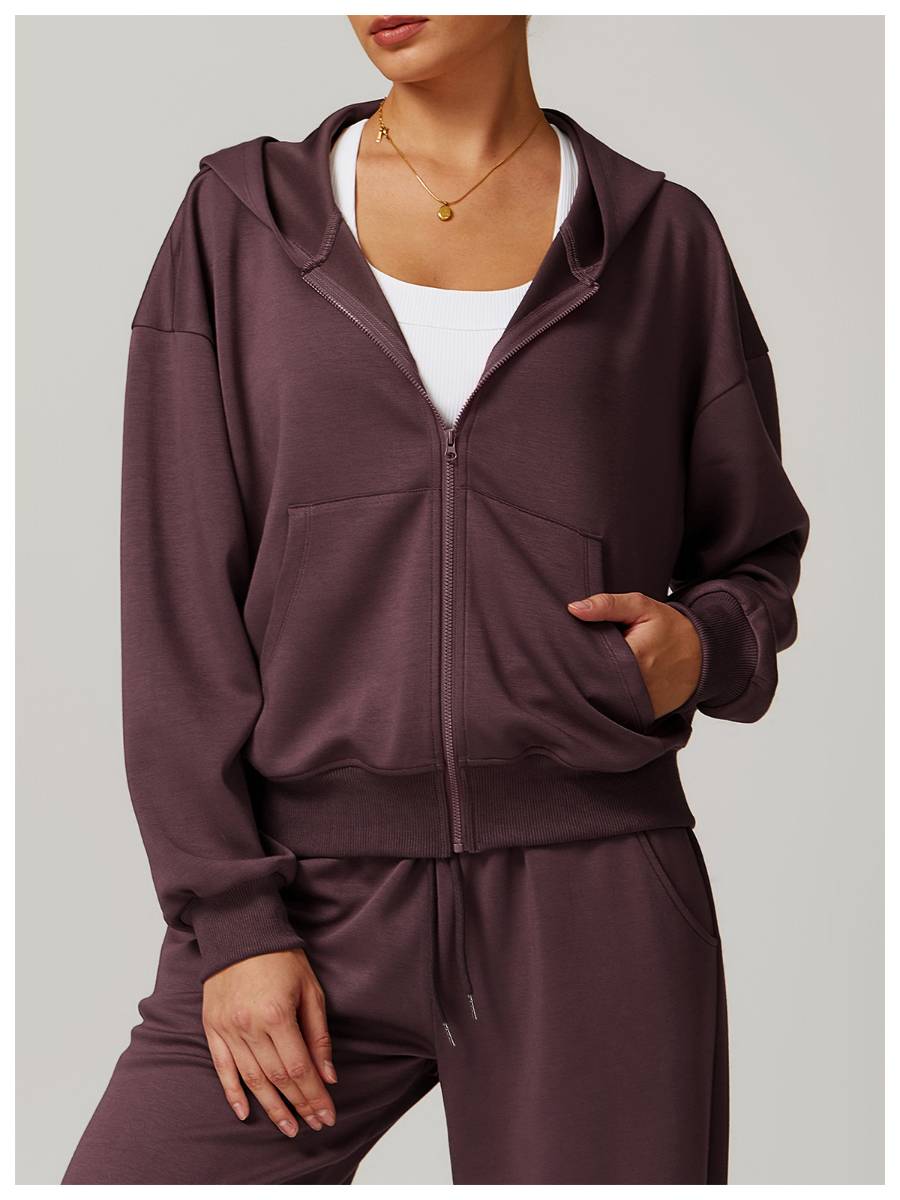 Womens Casual Sports 42% rayon cotton 50% polyester 8% spandex Zip Hoodie Z-8952 print logo 42