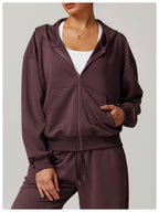 Womens Casual Sports 42% rayon cotton 50% polyester 8% spandex Zip Hoodie Z-8952 print logo 42